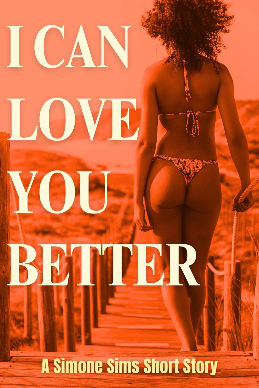 A woman wearing a bikini walks on the beach.